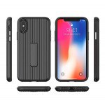 Wholesale Apple iPhone XS / X Cabin Carbon Style Stand Case (Black)